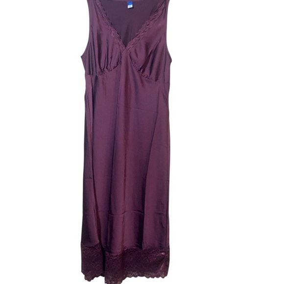 Old Navy Burgundy Lace Trim Slip Dress Nightgown Size Large - Picture 2 of 13